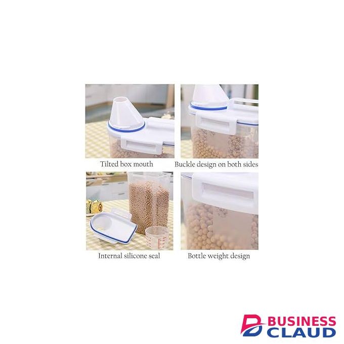 Airtight Cereal Storage Containers,Rice Cylinder with Pour Spout Measuring Cup Locking Lid