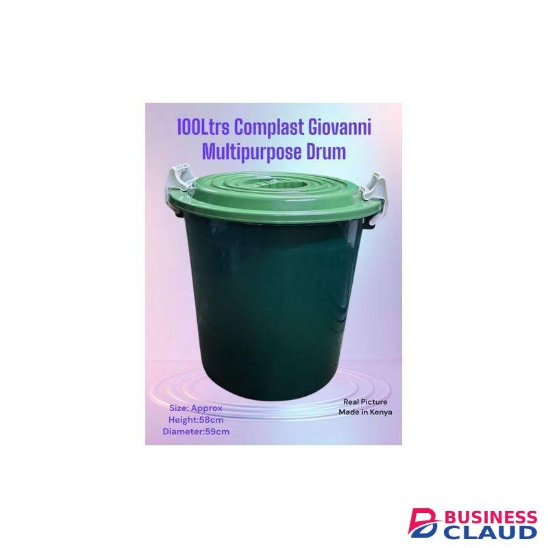 Complast Giovanni Multipurpose Drum 100Ltrs. ideal for storing water, grains, animal feed, or other bulk items. Its large 100-litre capacity makes it suitable for both domestic and commercial use, while the sturdy design ensures long-lasting performance