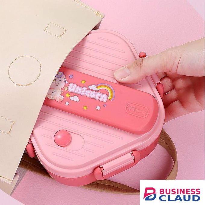 Bento Children's Double Layered Leakproof BPA Free Cartoon Lunch Box with Cutlery Set 800ML