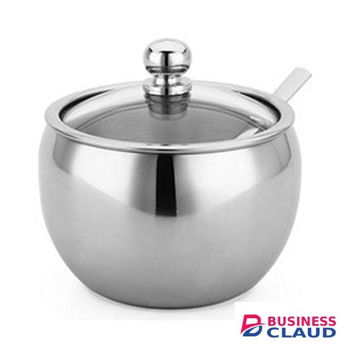 2 Pack Sugar Bowl With Lid And Spoon, Salt Container Stainless Steel Sugar Pot Drum Shape Small Condiment Container Sugar Containers Seasoning Jar For Home And Kitchen