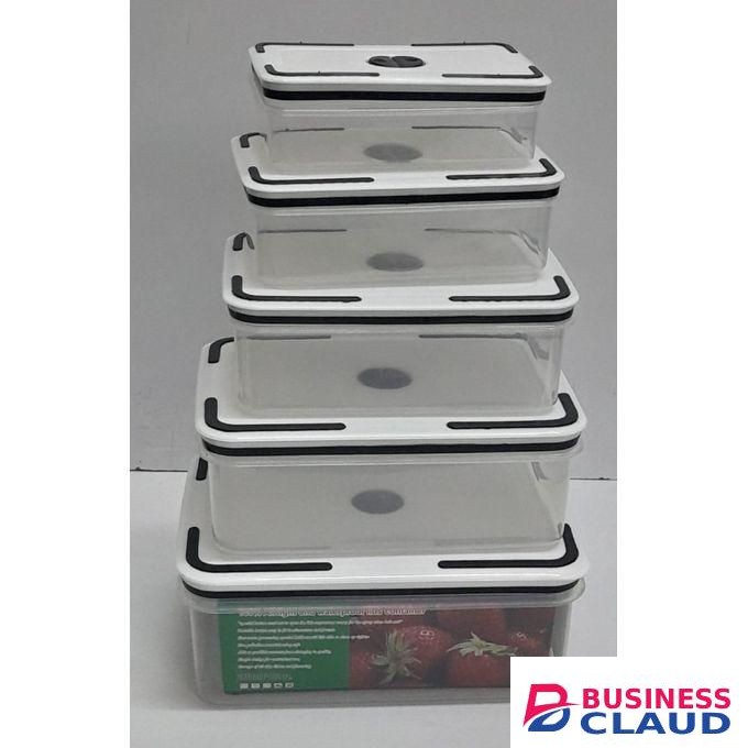 5-in-1 fridge containers, designed for food storage.,