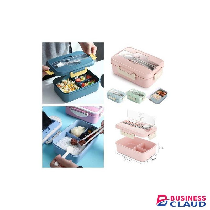Leakproof 3 Partition Lunch Box + Spoon For A 3 Course Meal