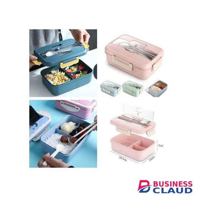 Leakproof 3 Partition Lunch Box + Spoon For A 3 Course Meal