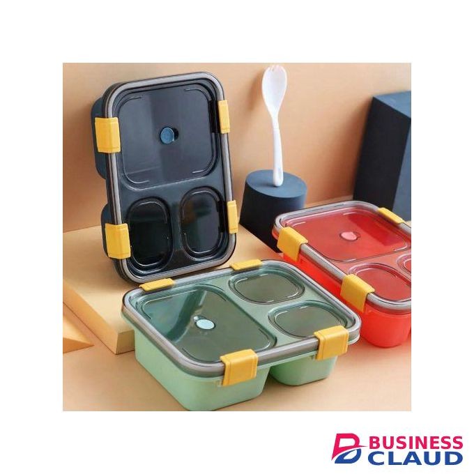 Leakproof 3 Partition Lunch Box + Spoon For Full Course Meal