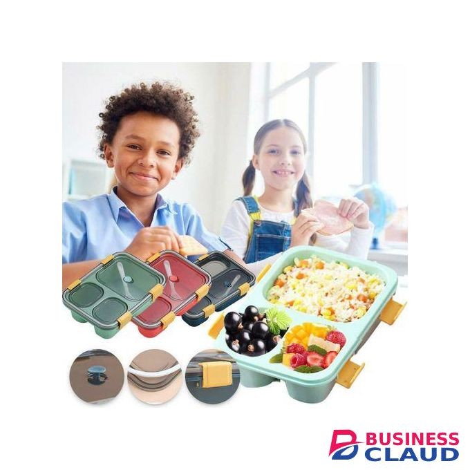 Leakproof 3 Partition Lunch Box + Spoon For Full Course Meal