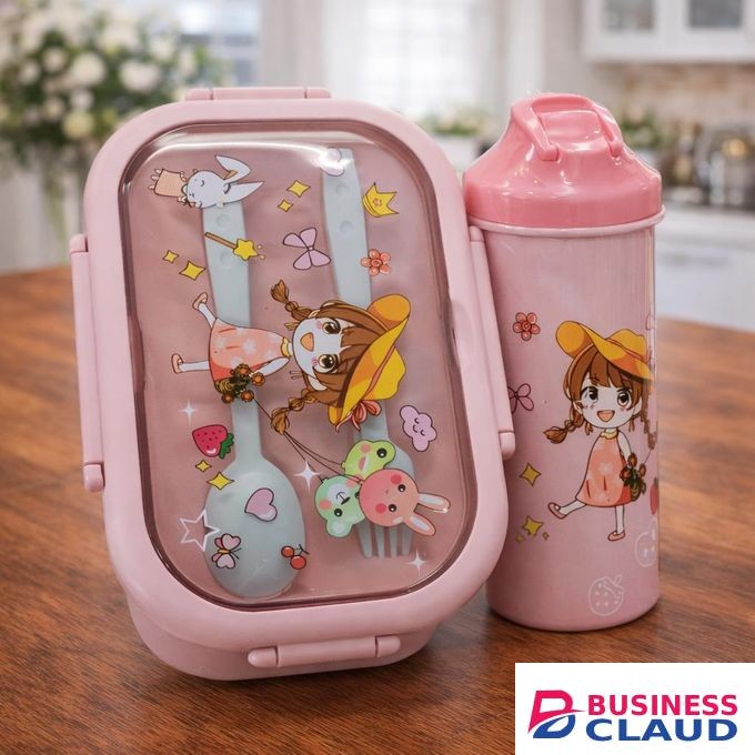 Good Life Paris Cartoon-Themed Kids Lunch Box & Water Bottle Set