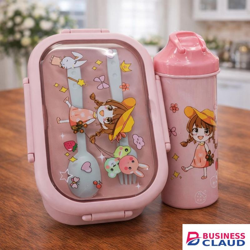 Good Life Paris Cartoon-Themed Kids Lunch Box & Water Bottle Set