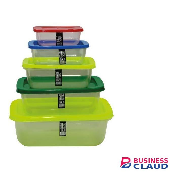 Rok Wholesale Dry Food Storage Containers - 6 sets - Each set has 5 sizes of 500ml + 900 ml + 1.5 L +2.5 L + 2.75 L - assorted 5 colors red blue lime green- - DFC1