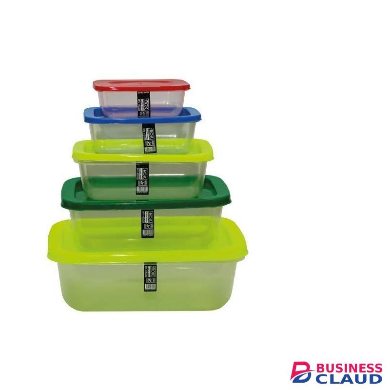 Rok Wholesale Dry Food Storage Containers - 6 sets - Each set has 5 sizes of 500ml + 900 ml + 1.5 L +2.5 L + 2.75 L - assorted 5 colors red blue lime green- - DFC1