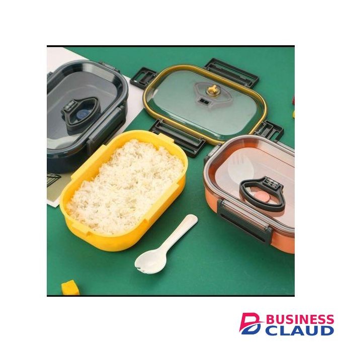 Microwaveable Snack Box with Spoon – BPA-Free Plastic, 1000ml Capacity, Reusable and Heat-Resistant Food Storage Container