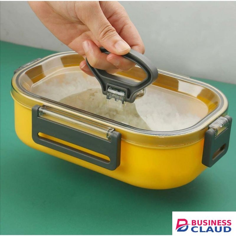 Microwaveable Snack Box with Spoon – BPA-Free Plastic, 1000ml Capacity, Reusable and Heat-Resistant Food Storage Container