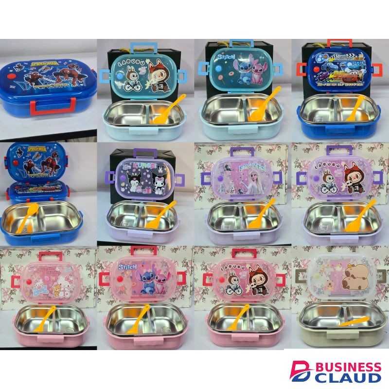 304 Stainless Steel Kids Bento Lunch Box with Free Spoon – Durable Leak-Proof Food Container for School, Travel, Picnic, Easy to Clean and Safe for Children