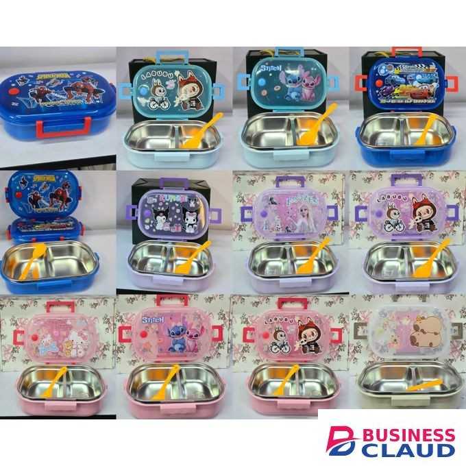 304 Stainless Steel Kids Bento Lunch Box with Free Spoon – Durable Leak-Proof Food Container for School, Travel, Picnic, Easy to Clean and Safe for Children