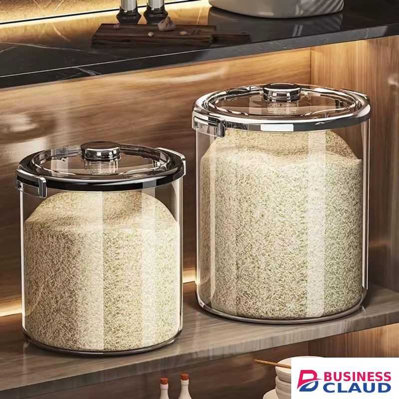 Acrylic Airtight Transparent Rice Bucket with Flip-Top Lid