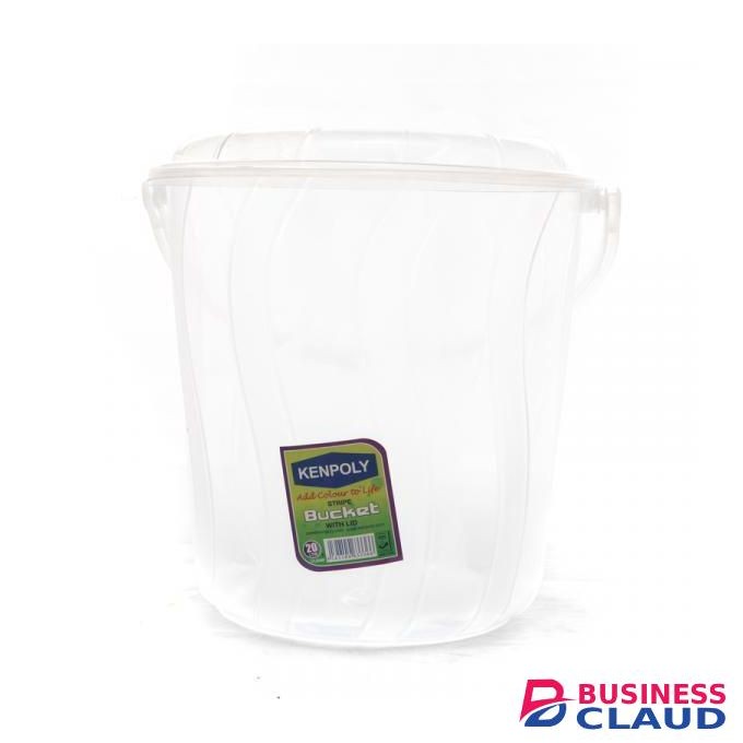Kenpoly 20L Storage Container with Clear Body & Lid Large Plastic Bin for Food, Garri, Rice & General Storage