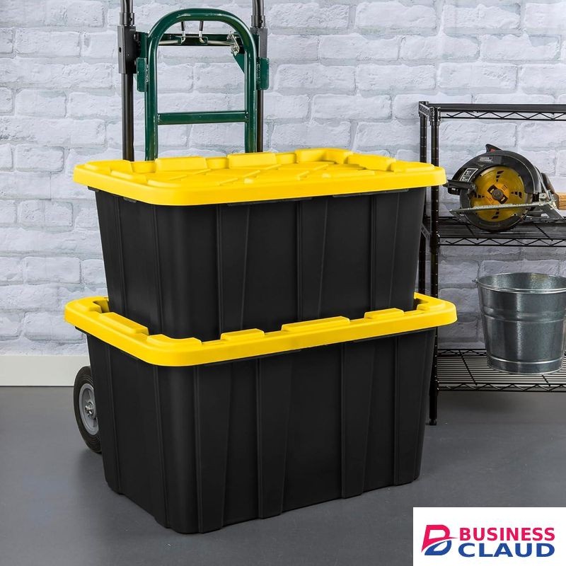 USA Sterilite 2-Pack Industrial Tote, Plastic Storage Container Bins with Lids, 27 Gallon - Heavy-Duty Organizing Containers for Closet, Bathroom, and Office