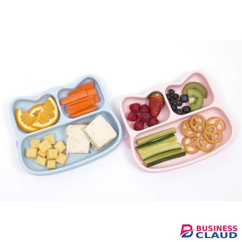 Silicone STICKIE PLATE No spill snack bowl with partitions for baby feeding training