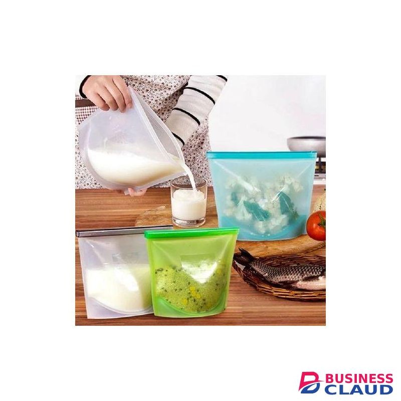 Reusable Silicone Ziplock Storage Bags 1000ml-Green