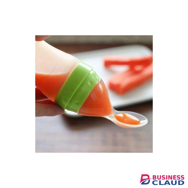 Baby Silicone Squeeze Feeding Bottle Spoon FoodCereal Feeder