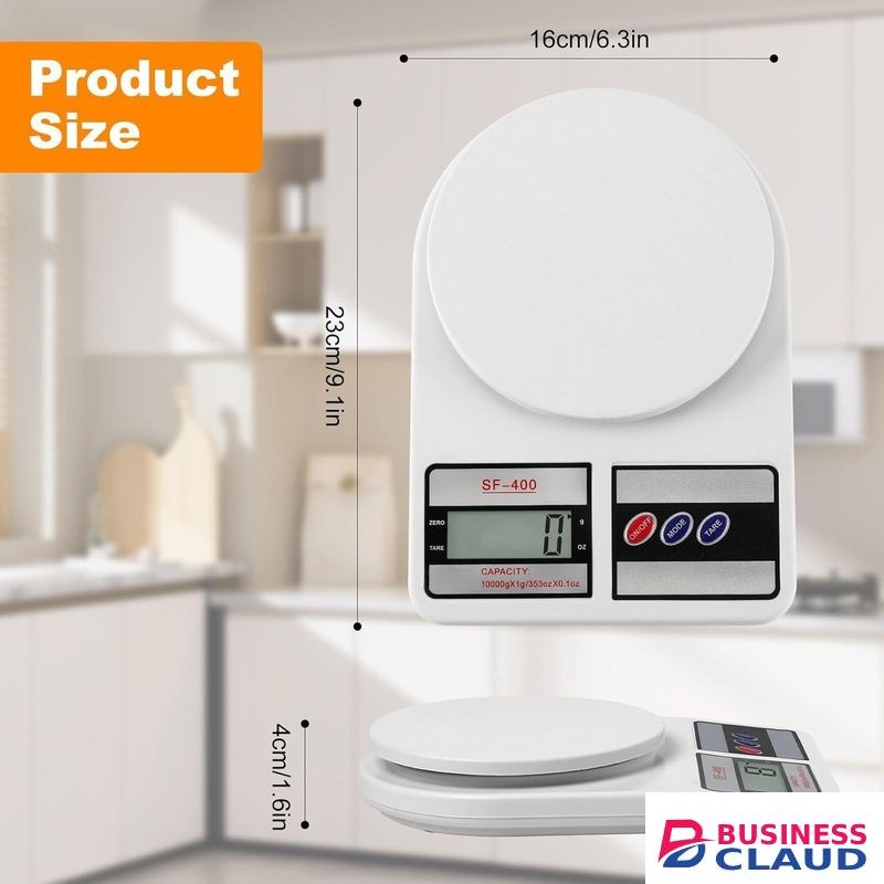 Electronic LCD Digital Tool Measuring Kitchen Food Weighing Scales10KG/1g Measuring - White