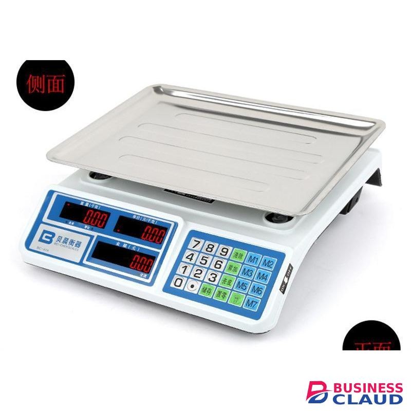 Electronic Digital Price Computing Scale - 40KG Capacity with Rechargeable Battery and Stainless Steel Platform