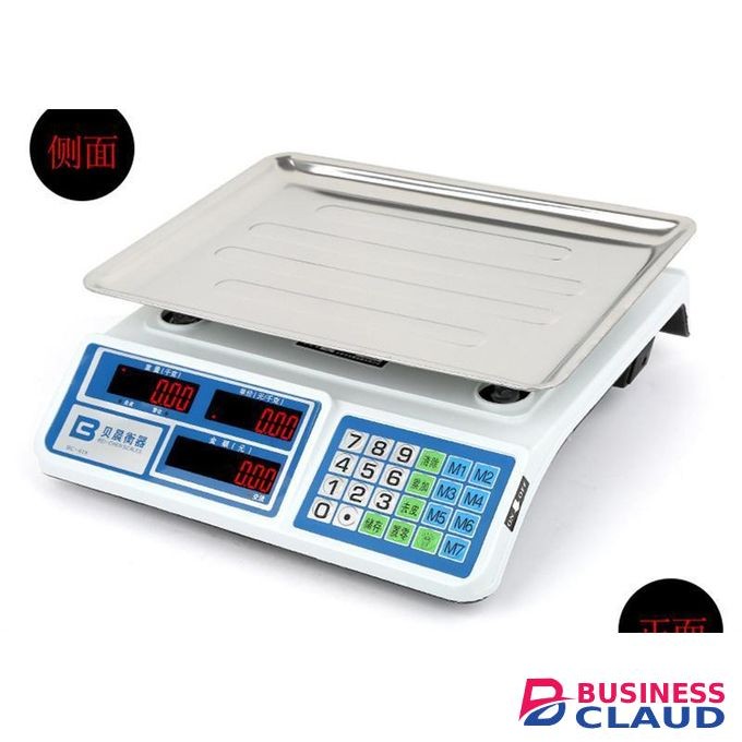 Electronic Digital Price Computing Scale - 40KG Capacity with Rechargeable Battery and Stainless Steel Platform