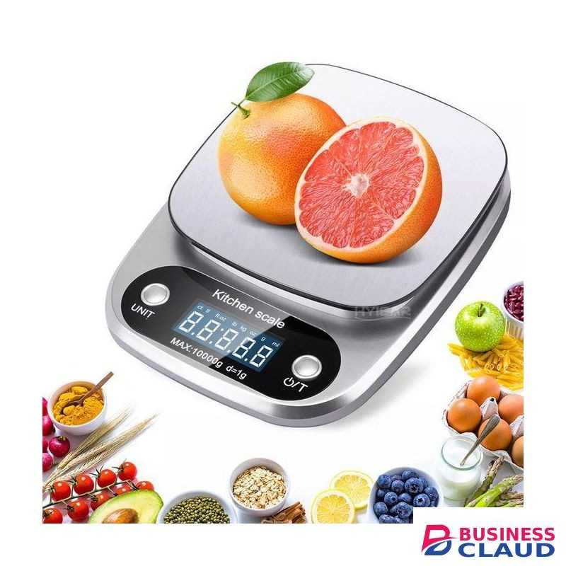 CYFAZA Food Kitchen Scale Digital Weight Grams 10kg/1g With LCD Display For Baking Cooking Stainless Steel