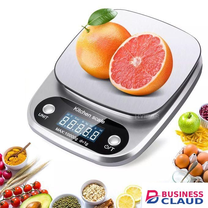CYFAZA Food Kitchen Scale Digital Weight Grams 10kg/1g With LCD Display For Baking Cooking Stainless Steel