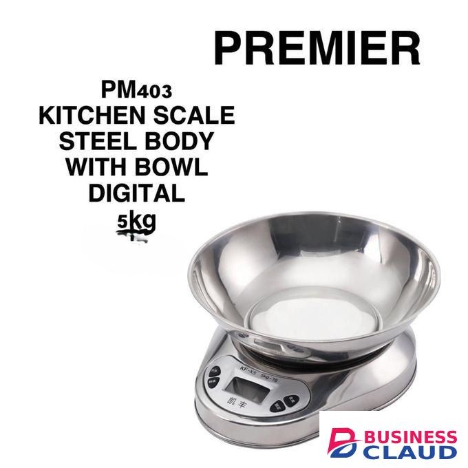 Premier 5KG DIGITAL KITCHEN SCALE STEEL BODY WITH BOWL