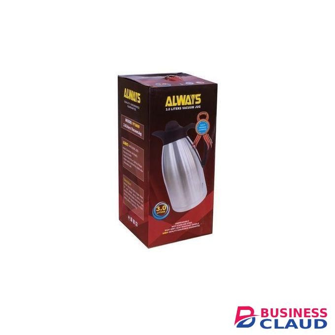 Always Vacuum Flask 3L - Unbreakable Stainless Steel - Silver