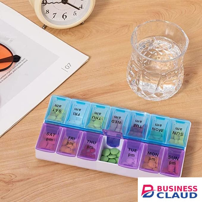 Weekly Medicine Organizer 2 Times A Day 7 Day medicine Box Holder Large Daily Medicine Organizer Travel tablet Case medicine Container for Vitamins Supplements (7 Day 2 Times) - 2 PACK