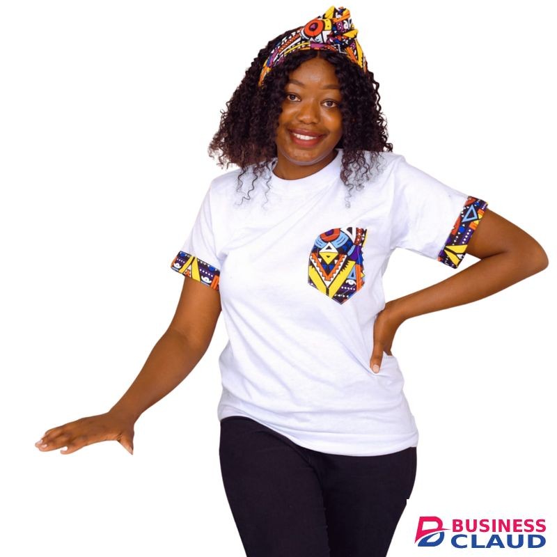 Couple Ankara T-shirts With Breast Pockets - White And Black