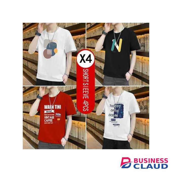 Yixin 4 Pack T-shirt Manches Courtes Pour Homme - 4 Pieces - Noir