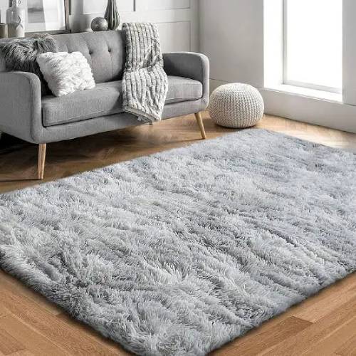 5x8 White Fluffy Soft Modern Carpet