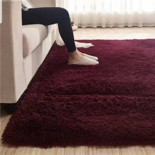 5x8 Maroon Fluffy Soft Modern Floor Carpet