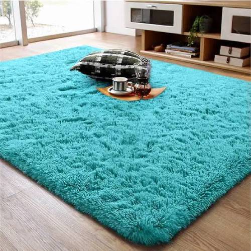 5x8 Sky Blue Fluffy Soft Modern Floor Carpet