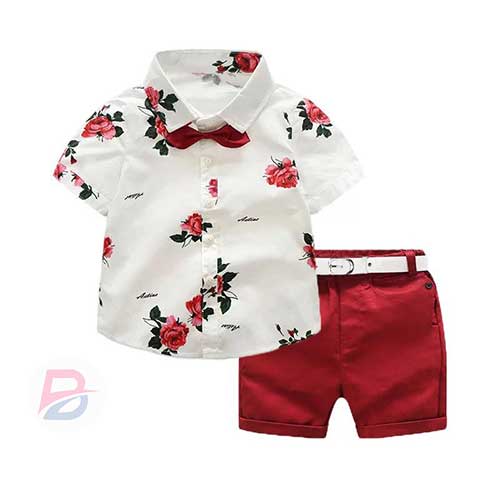 Party Suit 4PCS Little Boys Girls, kids Short Sleeve Outfits Set