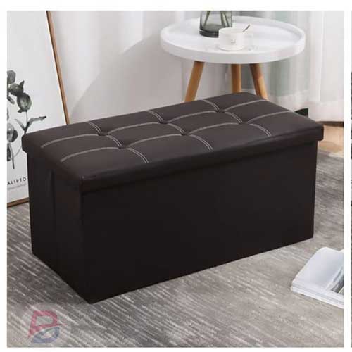 OTTOMAN STORAGE BOX brown and cream