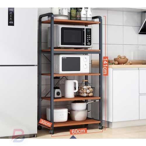5 Layer Floor Kitchen Shelf for Tableware Microwave Oven Storage