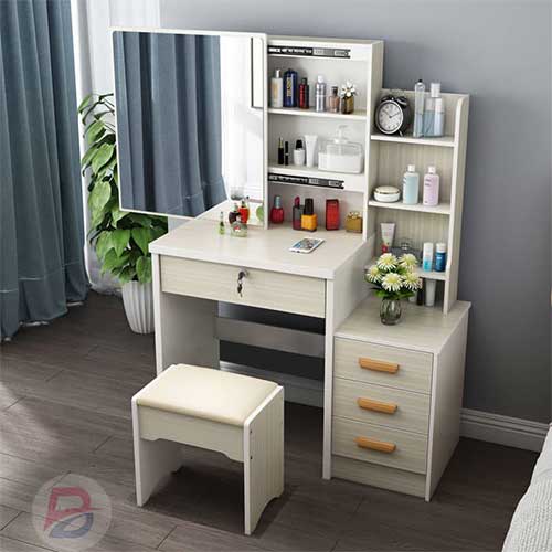 white Density board Minimalist modern dressing table with a stool