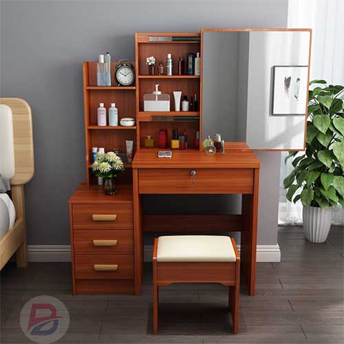 Brown Density board Minimalist modern dressing table with a stool