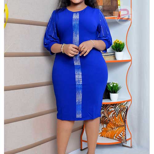 Stylish Mid Length Dress - Blue