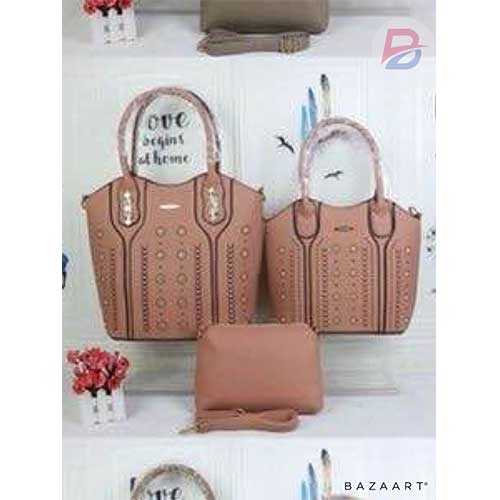 3 in 1 Quality Classy and Unique Leather Handbags - Pink