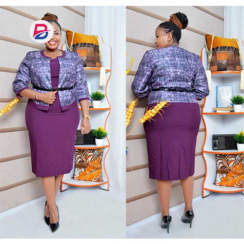 Classic Turkey straight dresses with coat - Purple