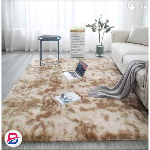 Light brown patched fluffy carpets 5 by 8