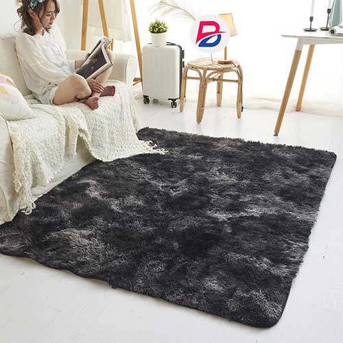 Black patched Fluffy 5*8 Soft Fluffy Carpet