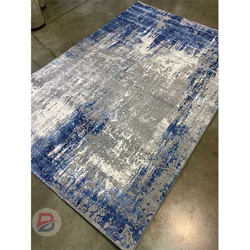 Blue and Grey print design Turkish carpet - 7 by 10