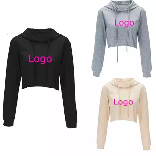Pull over hoodies women long sleeved  crop top