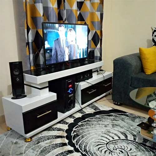 Elegant White and black tv stand