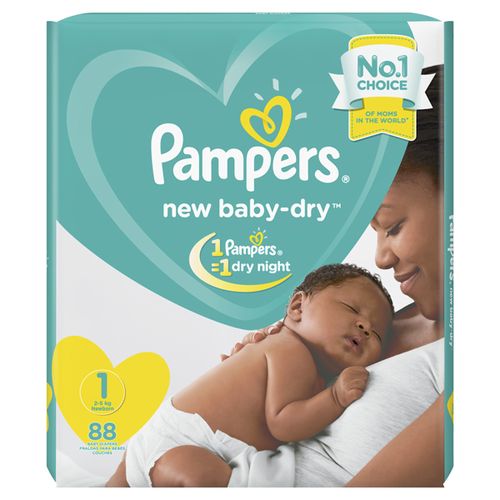Pampers Baby Dry Jumbo Packs New Baby - 2 by 88 Diapers